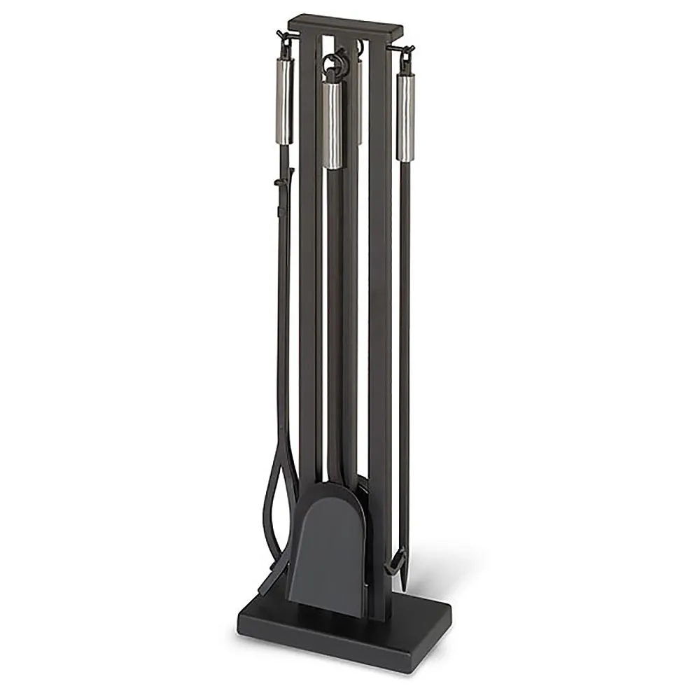 5 Piece Contemporary Brushed Steel Fireplace Tool Set