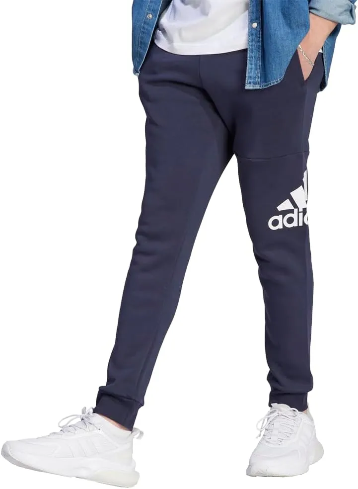 adidas Mens Essentials Fleece Tapered Cuff Logo Joggers Training Casual - Blue