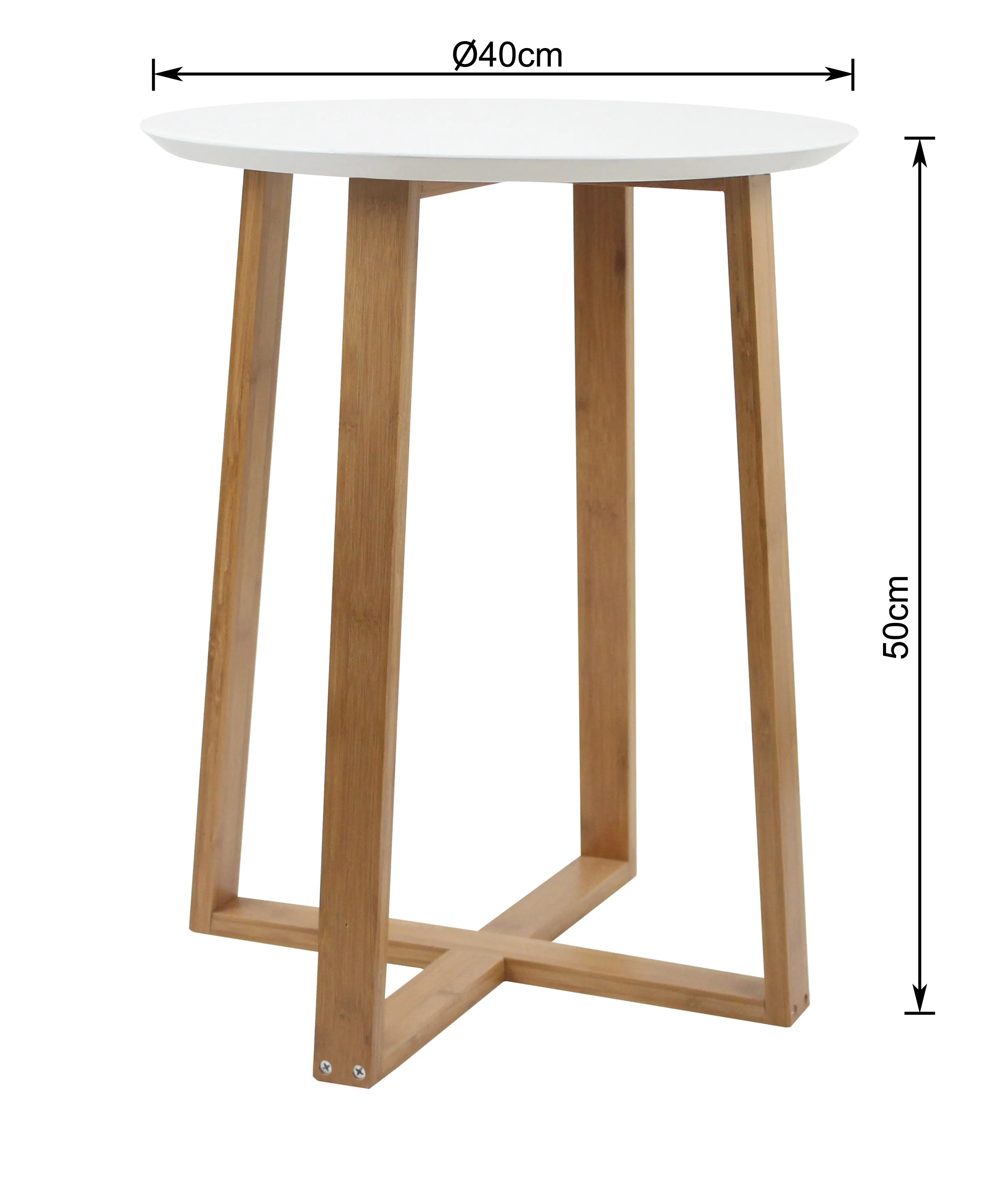 Avery Side Table, White Wooden Top, Bamboo Legs