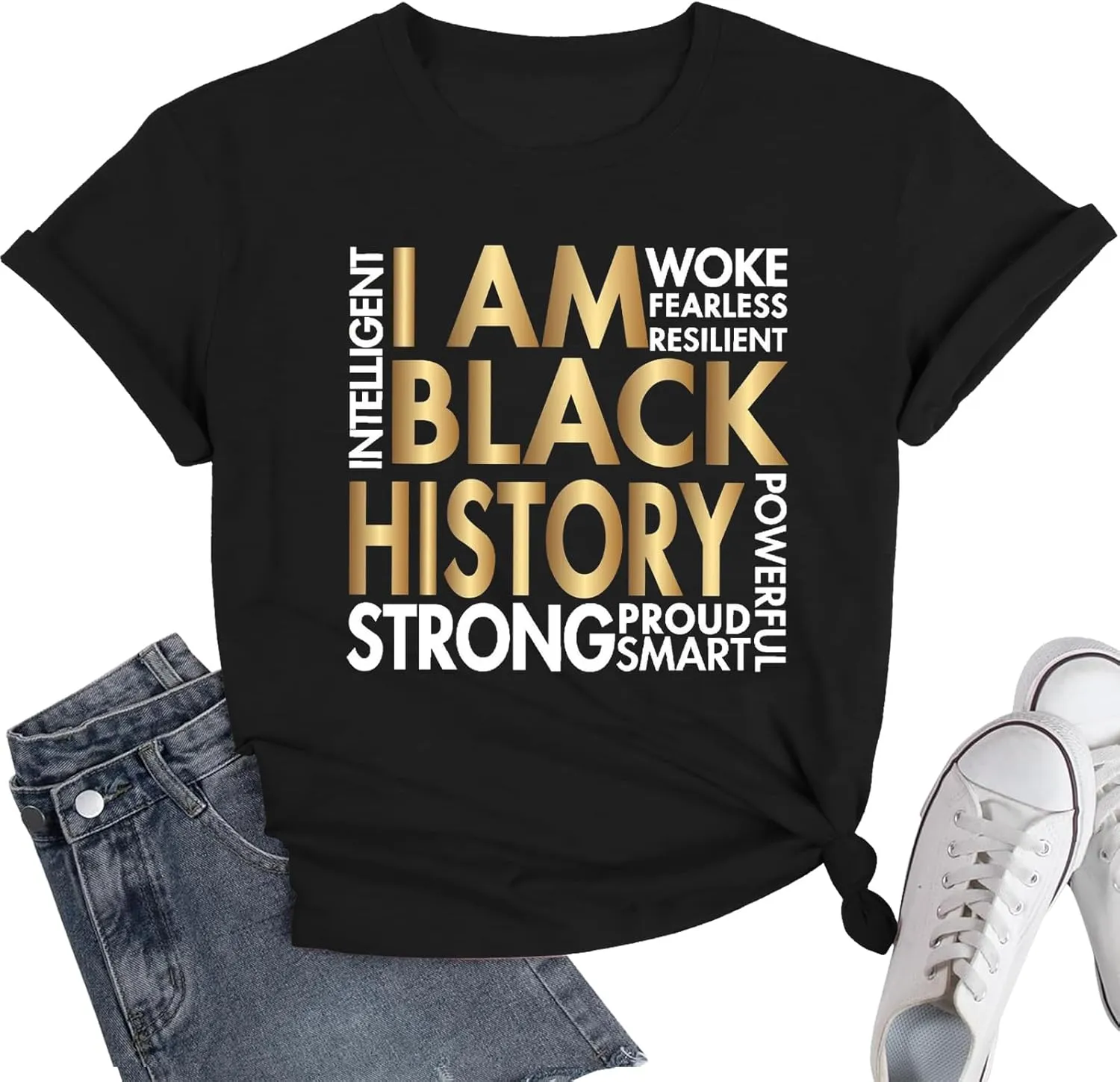 Black History Shirt Women I Am Black History African American Month T-Shirt Juneteenth Tee Tops