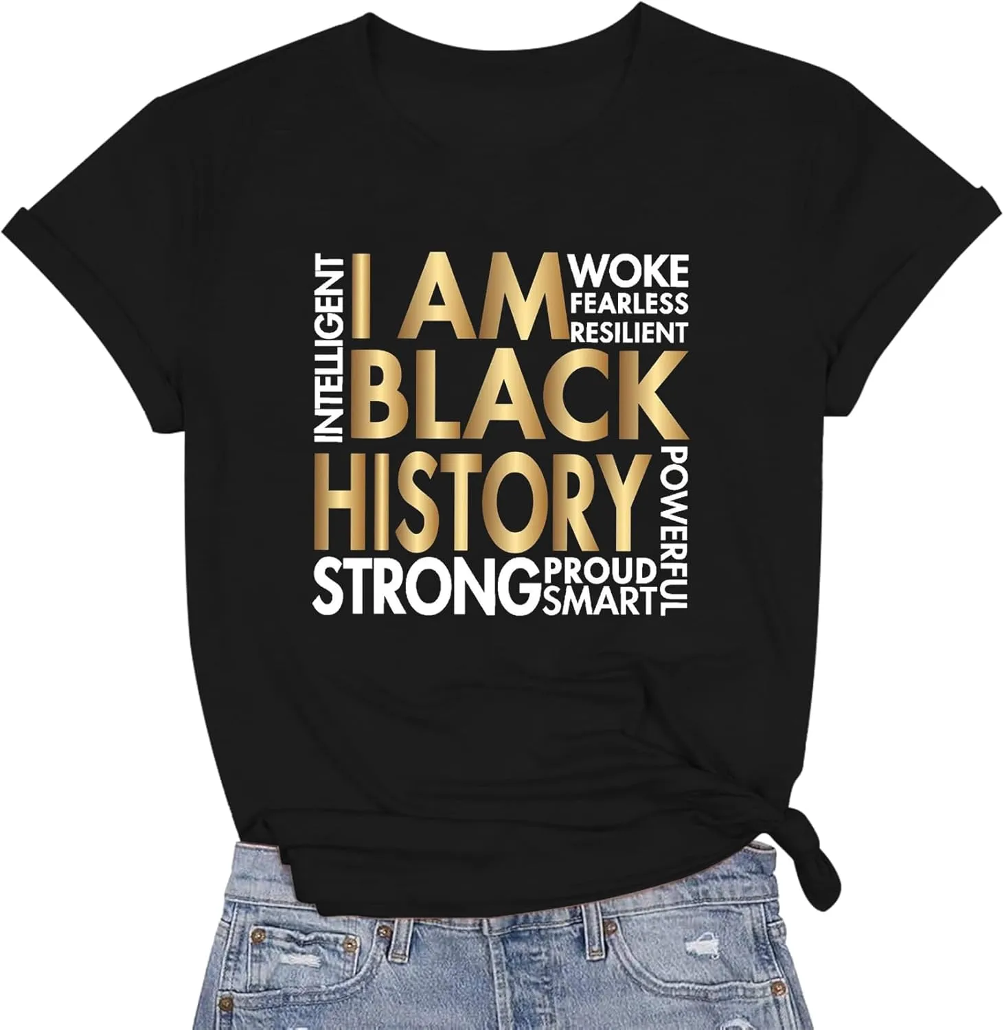 Black History Shirt Women I Am Black History African American Month T-Shirt Juneteenth Tee Tops