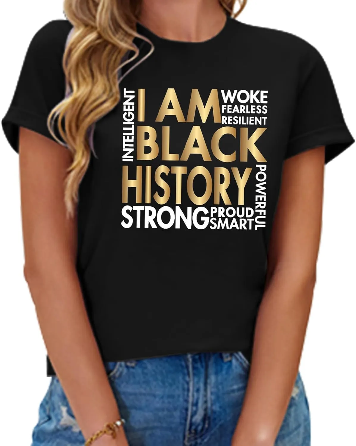 Black History Shirt Women I Am Black History African American Month T-Shirt Juneteenth Tee Tops