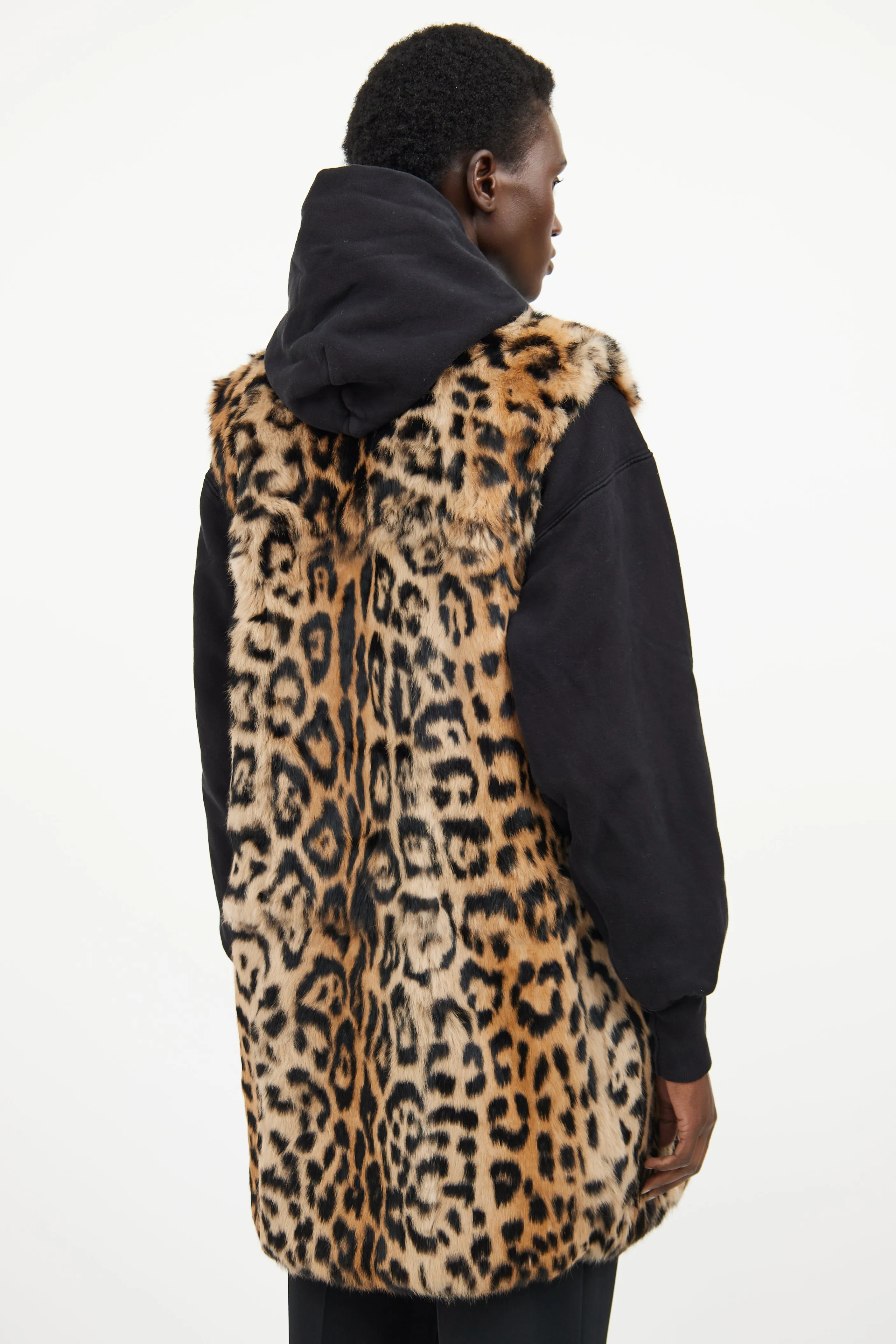 Brown & Black Printed Fur Vest