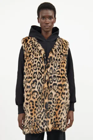 Brown & Black Printed Fur Vest