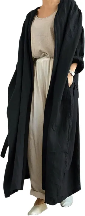 CHARTOU Women's Casual Lightweight Cotton Linen Long Sleeve Oversized Trench Coat