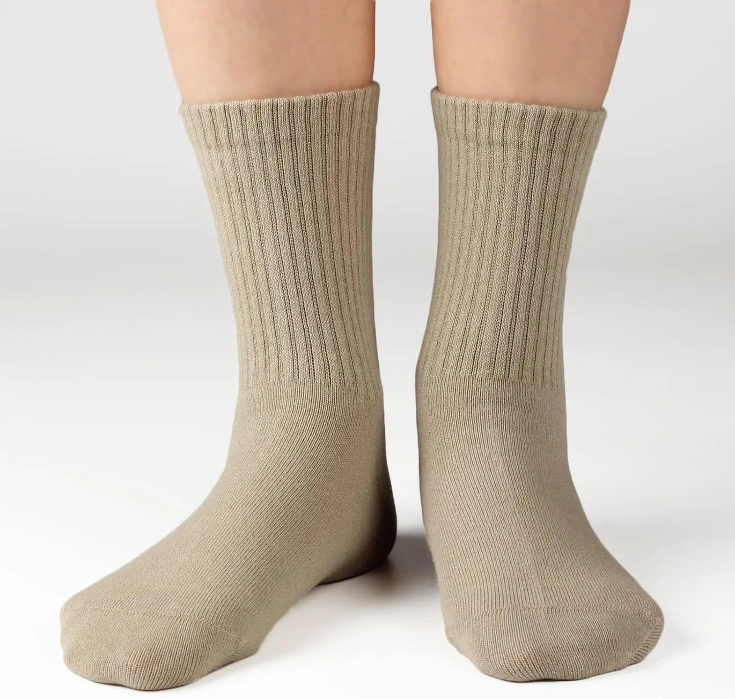 COTTON DAY Unisex School Kids Boys Girls Soft Cotton Black White Gray Navy Khaki Athletic Socks with Retro Stripes