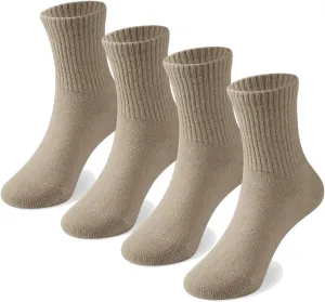 COTTON DAY Unisex School Kids Boys Girls Soft Cotton Black White Gray Navy Khaki Athletic Socks with Retro Stripes