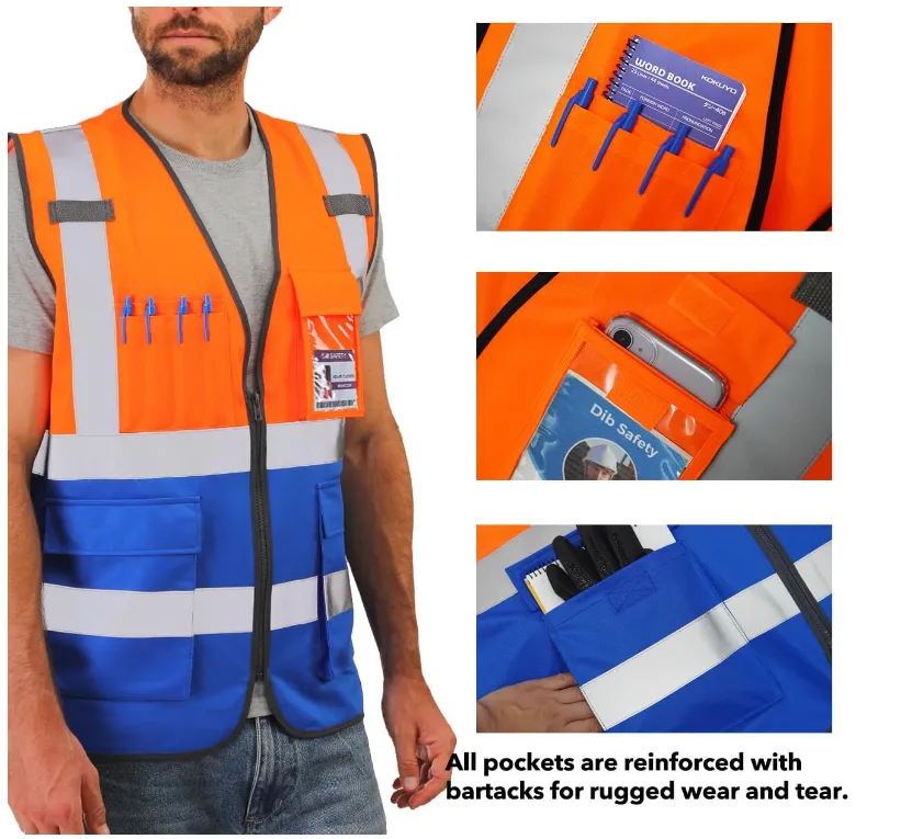 Dib Safety Reflective Vest - Orange / Blue