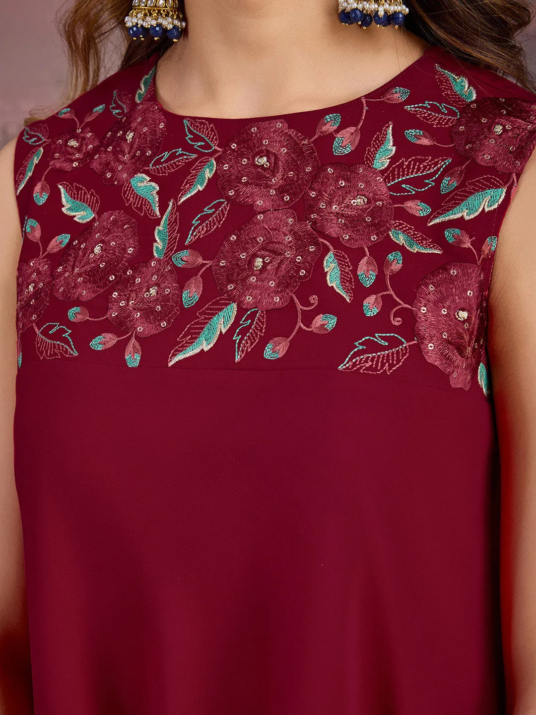 Embroidered A-Line Kurta With Palazzo