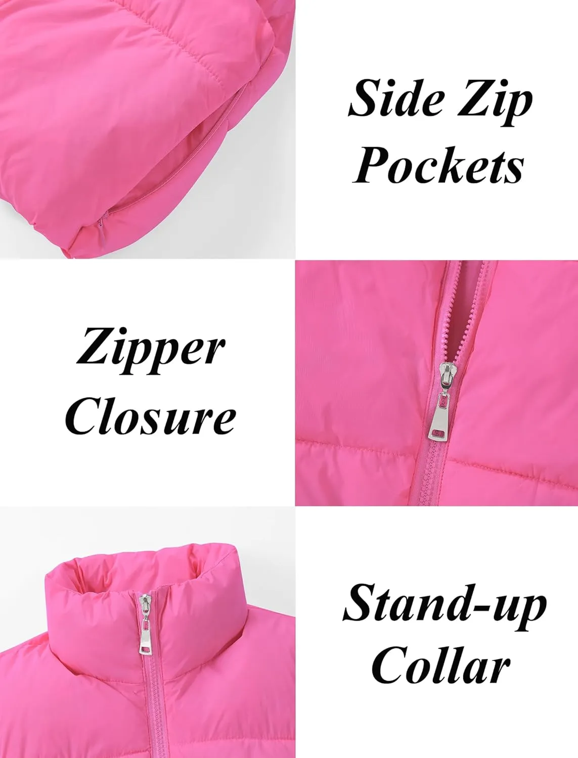 EXARUS Girls Puffer Vest Cropped Puffy Water Resistant with Pockets Lightweight Outerwear Vests Warm Sleeveless 6-14Y