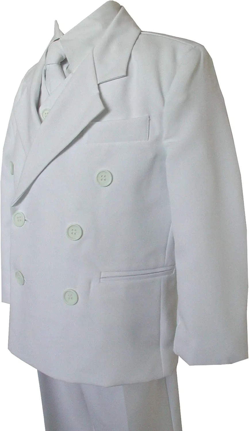 Gino Giovanni Boy White Double Breasted Formal 5 Piece Dress Suit Set