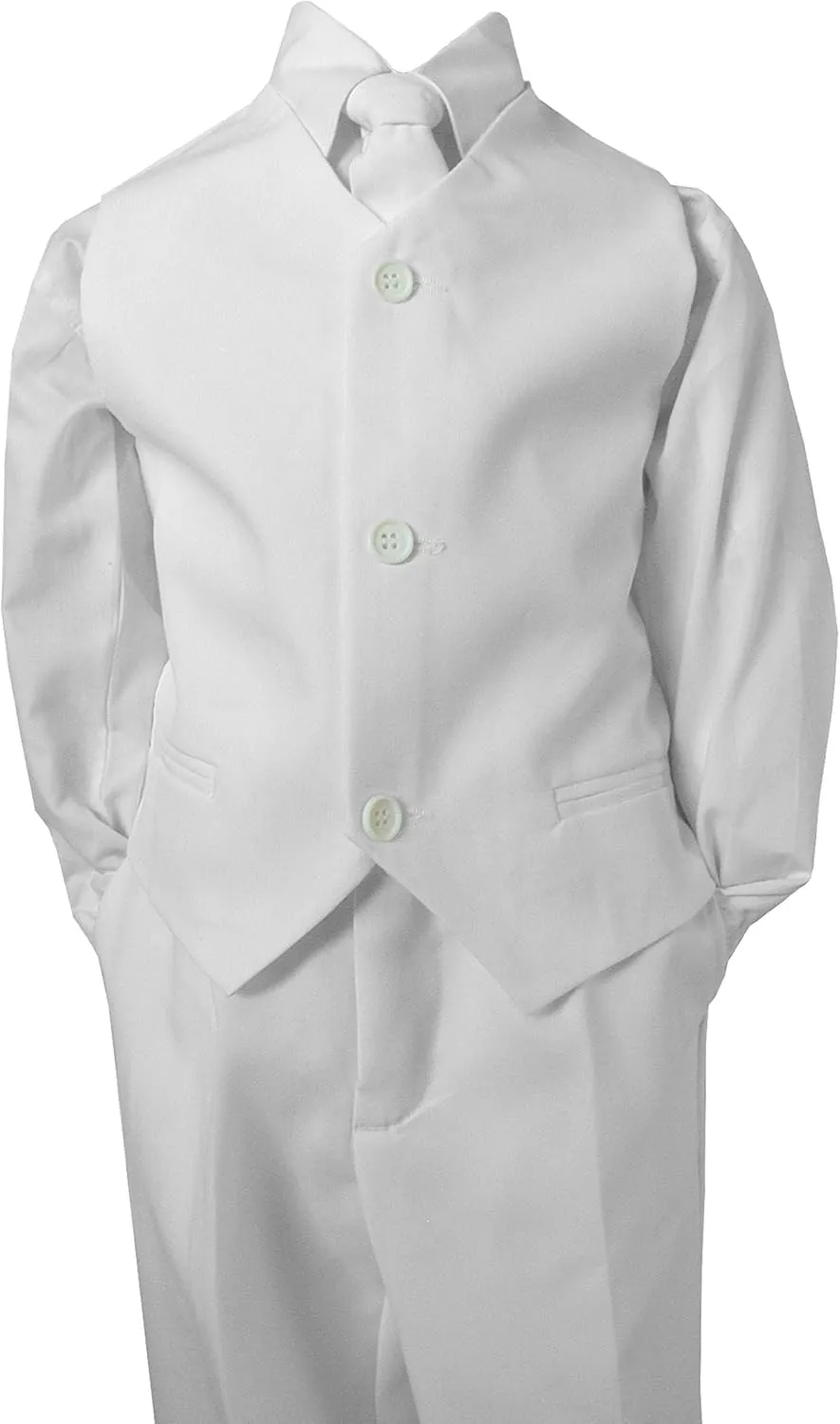 Gino Giovanni Boy White Double Breasted Formal 5 Piece Dress Suit Set