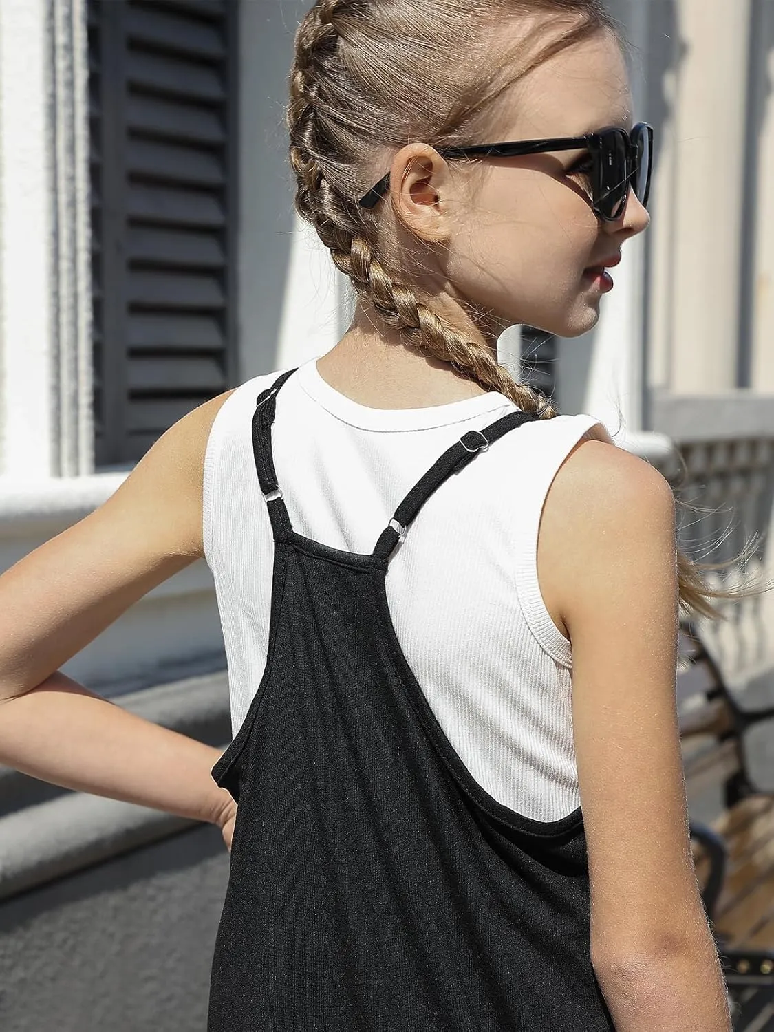 Girls Casual Sleeveless Jumpsuits Summer Spaghetti Strap Shorts Romper With Pockets Size 8-12