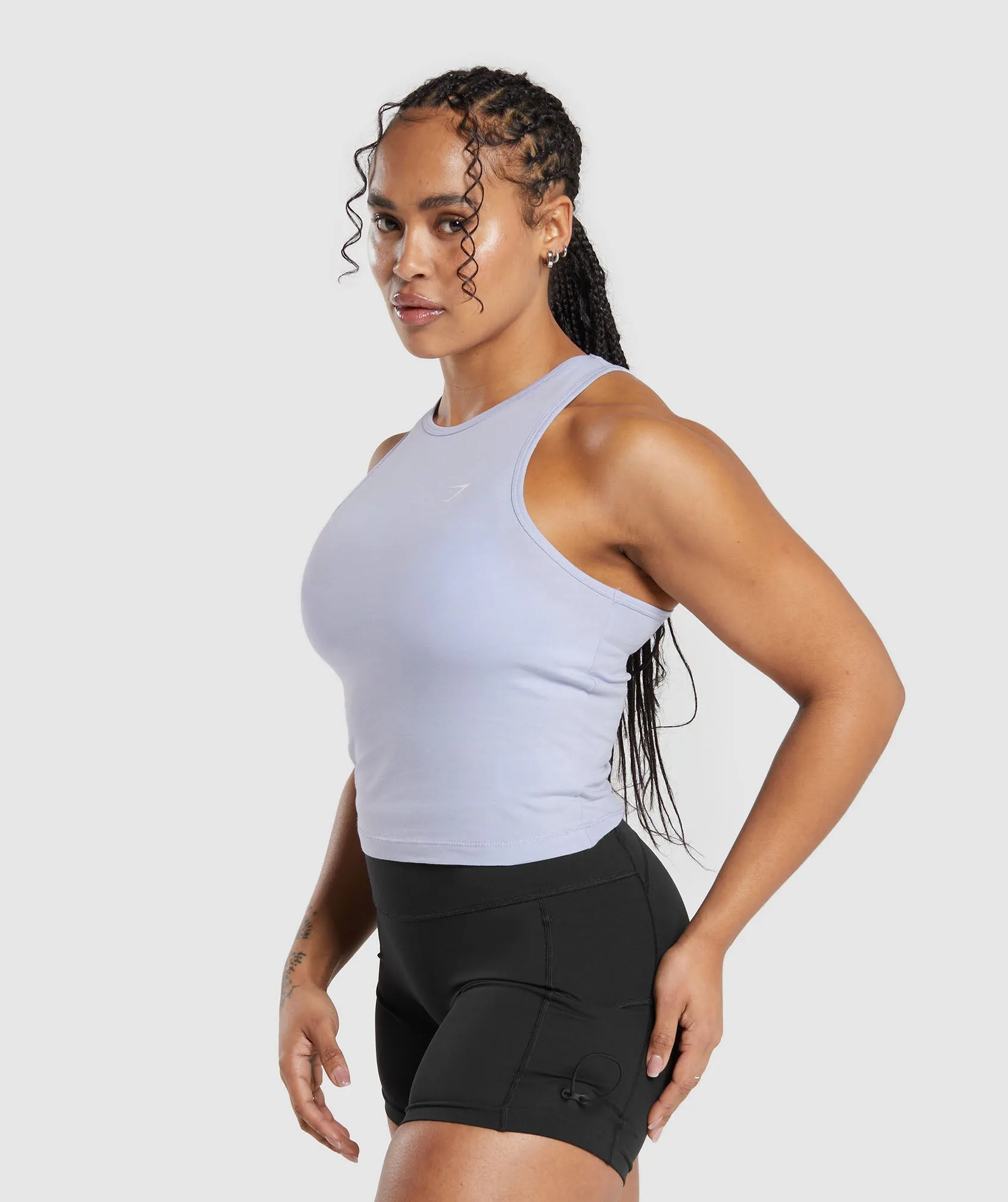Sure! Here’s an optimized title for the product:

Gymshark Womens Essential Cotton Midi Tank Top - Elegant Silver Lilac

This title includes modifiers that enhance the description of the product.