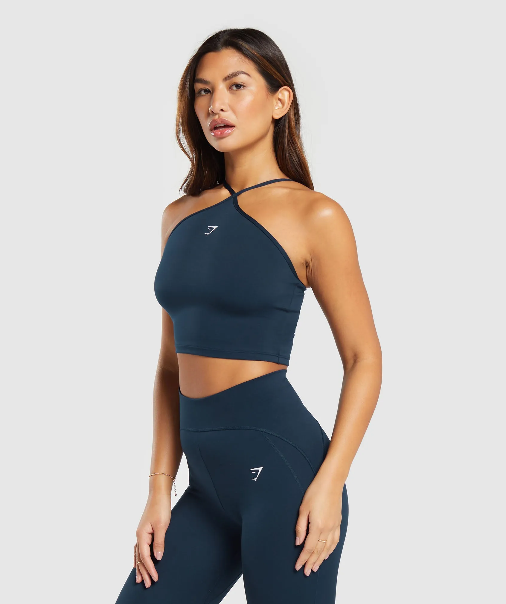 Gymshark Everyday Halter Neck Ribbon Tank - Navy