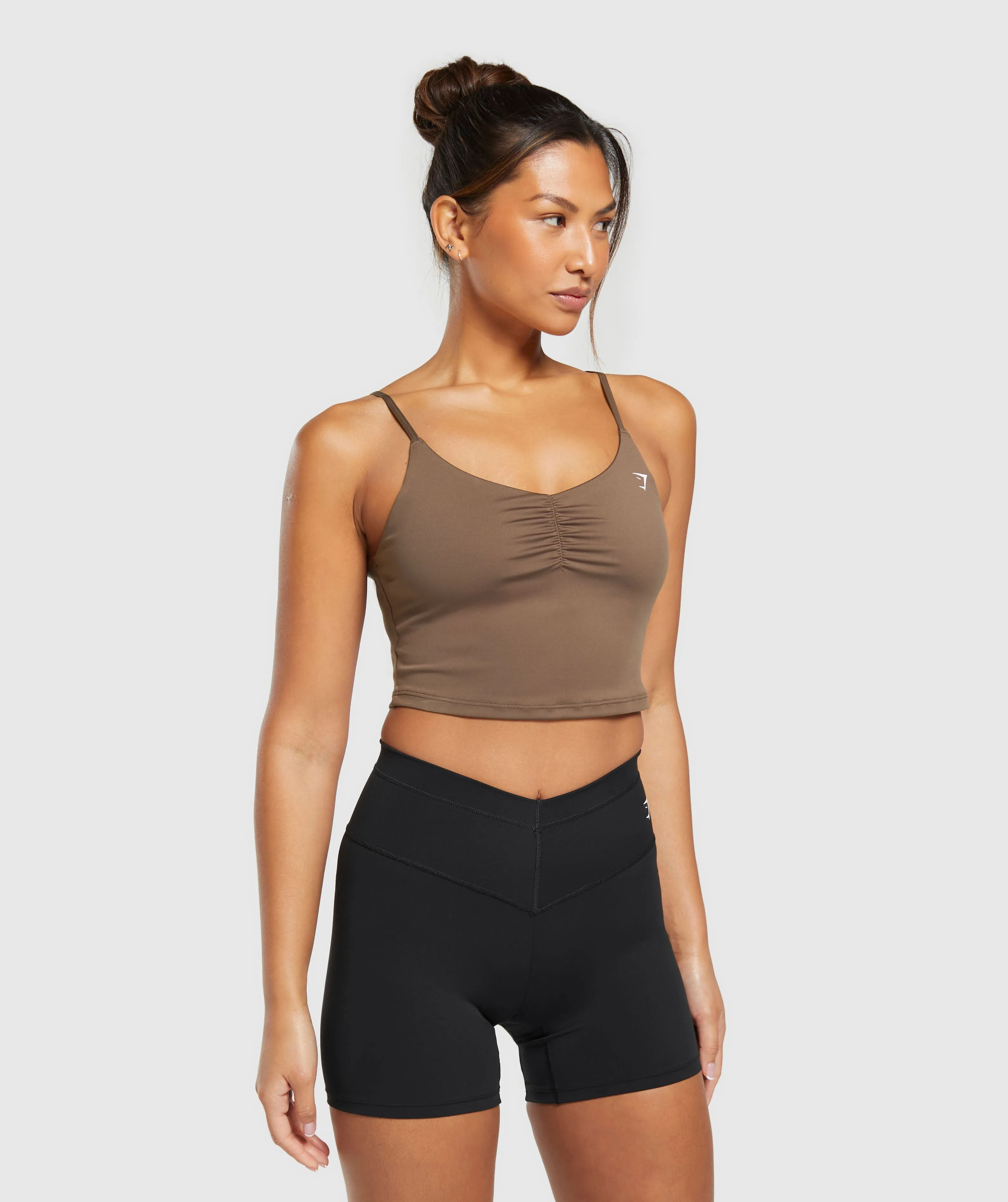 Gymshark Everyday Strappy Crop Cami Tank - Soft Brown
