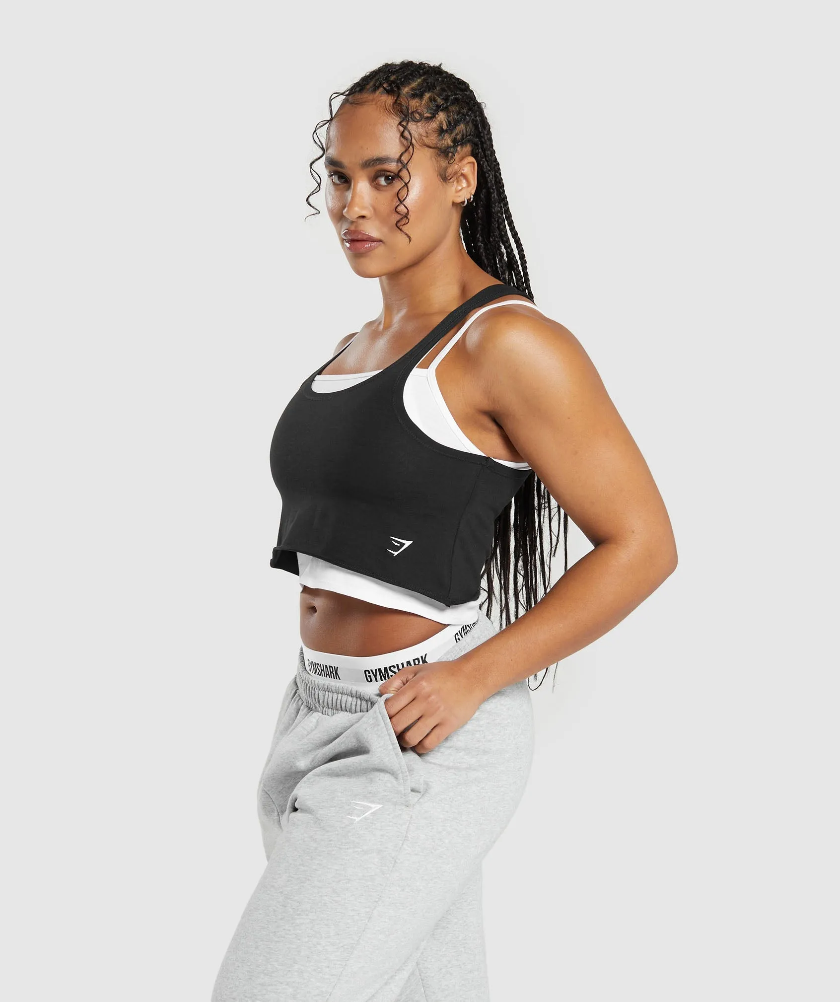 Gymshark Lifting 2 In 1 Crop Tank - White/Black