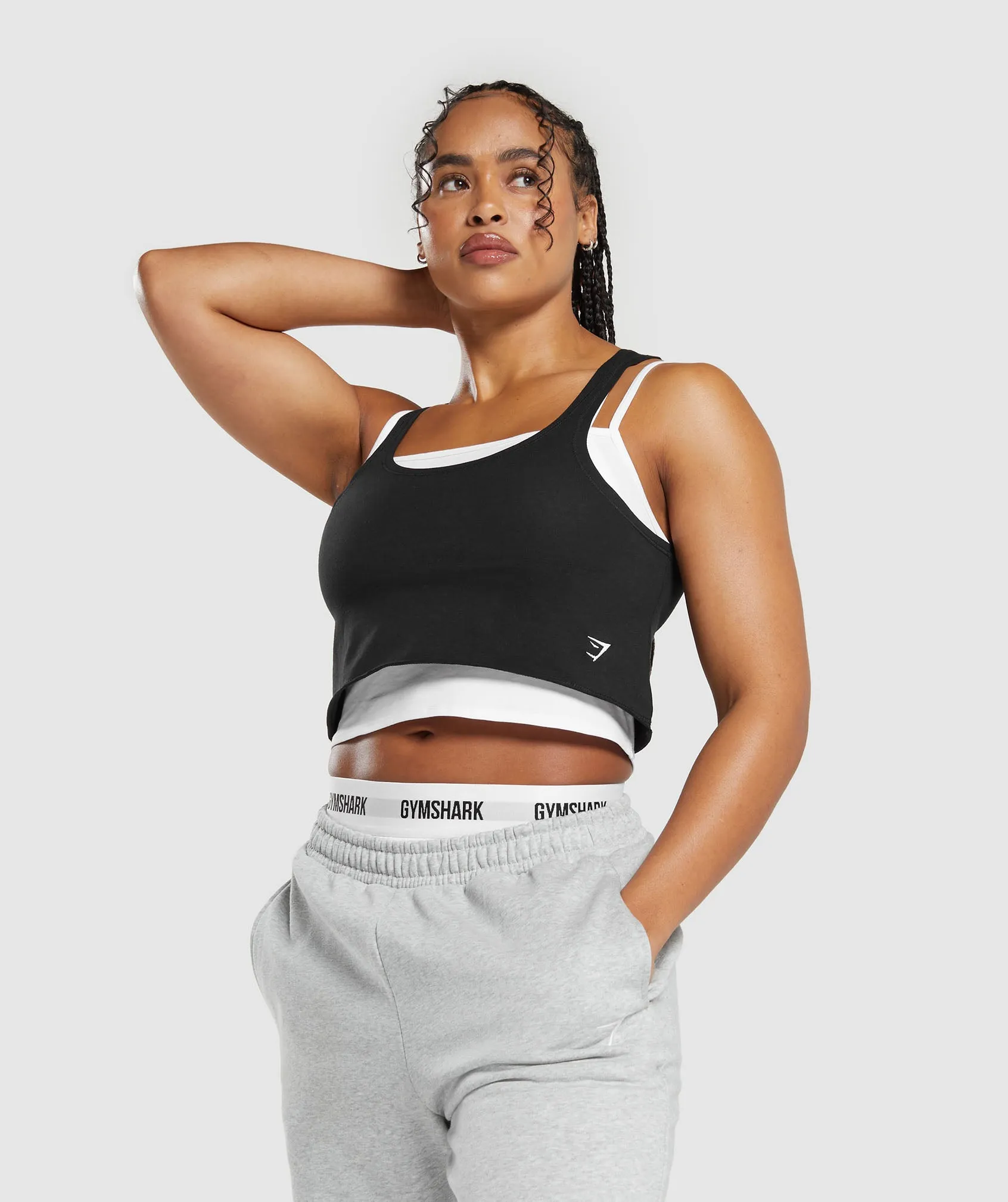 Gymshark Lifting 2 In 1 Crop Tank - White/Black