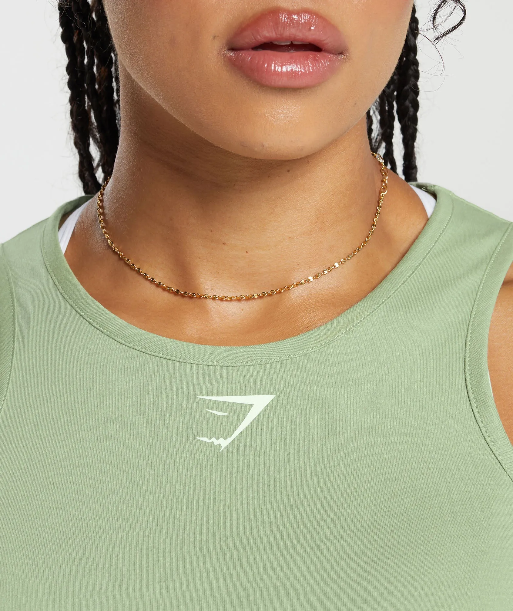 Gymshark Lifting Essential Cotton Crop Tank - Faded Green
