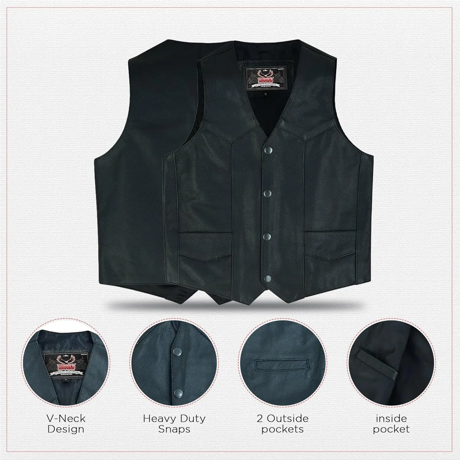 Hugger Kids Leather Vest Fashion Button Sleeveless Toddler's Tops Cute V Neck Jacket Waistcoat with Multiple Pockets