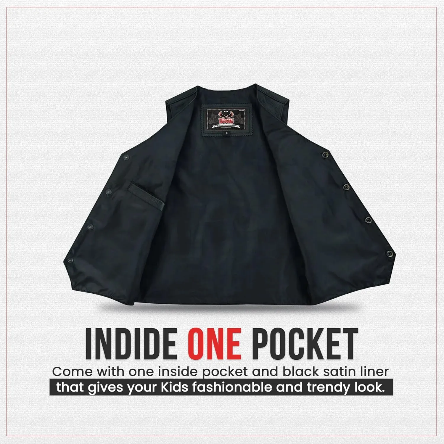Hugger Kids Leather Vest Fashion Button Sleeveless Toddler's Tops Cute V Neck Jacket Waistcoat with Multiple Pockets