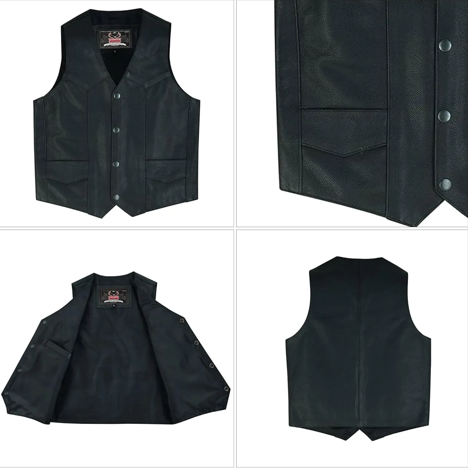 Hugger Kids Leather Vest Fashion Button Sleeveless Toddler's Tops Cute V Neck Jacket Waistcoat with Multiple Pockets