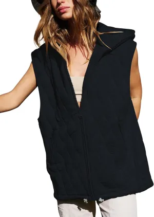 Kedera Women's Oversized Puffer Vests Sleeveless Fall Jacket Hooded Vest 2024 Casual Warm Winter Coats Trendy Outerwear