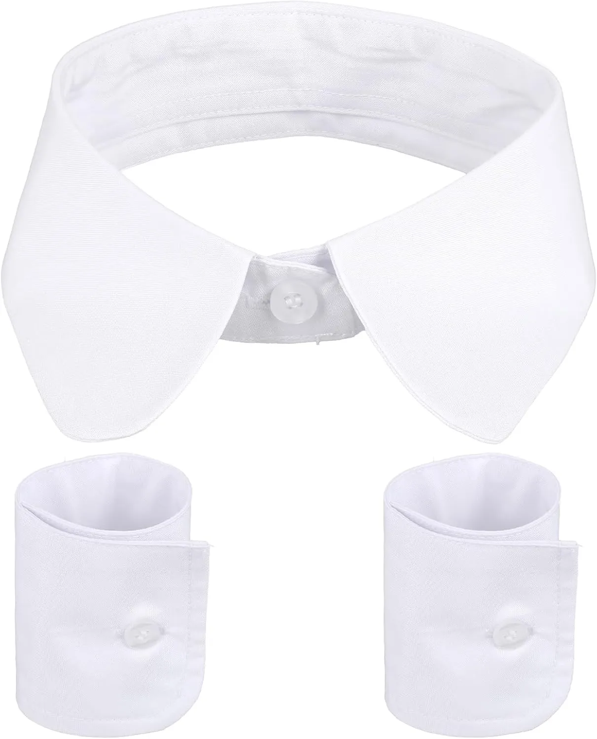Lusofie White Collar and Cuffs Detachable Shirt Collar for Women
