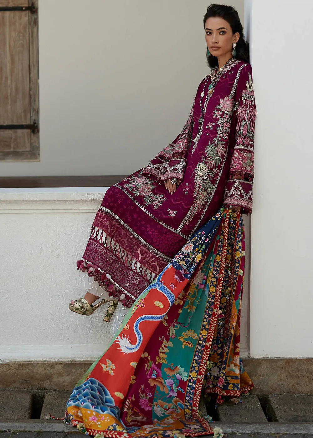 Magenta Lawn Suit - Elan - Luxury Lawn '23 - ERINA-EL23-04B