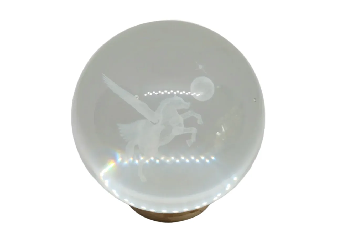 3D Printed Pegasus in Medium-Size Glass Globe - Decorative Ornament