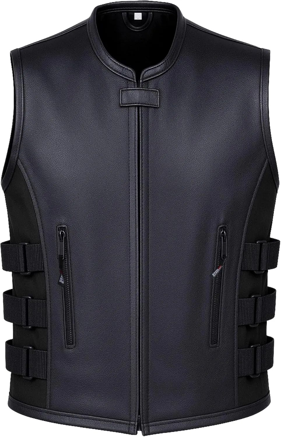 Men's Armor Biker Motorcycle Vest Swat Style | Premium Black Cowhide Leather | Adjustable Waist & Concealed Carry Pockets
