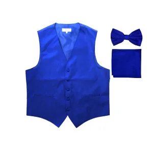 Men's paisley Tuxedo VEST Waistcoat_bowtie & hankie set formal wedding Royal Blue