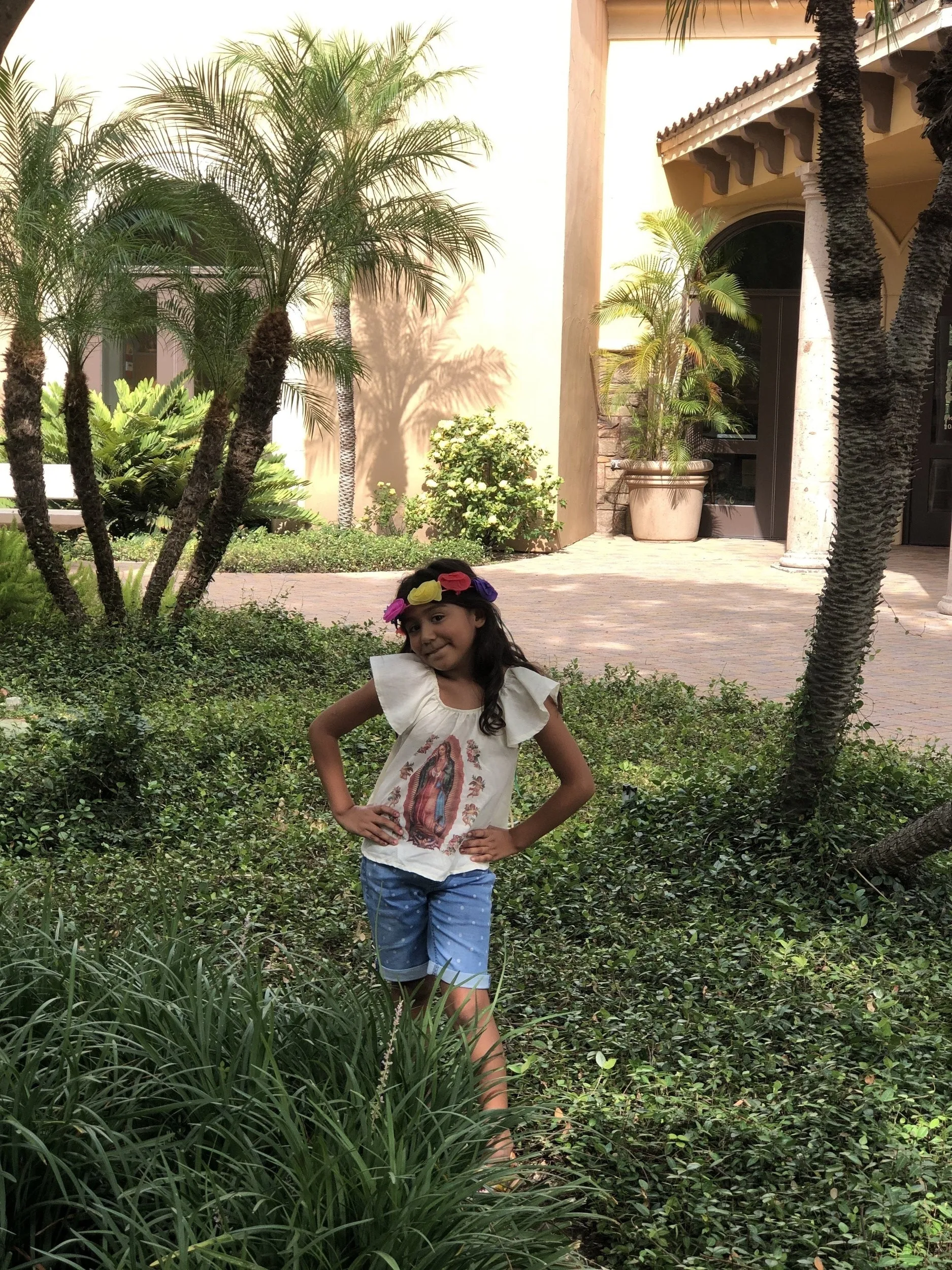 Mexican Printed Virgencita Cream Top for Girls