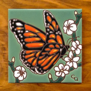 Monarch Butterfly with Flower 6" x 6" Tile