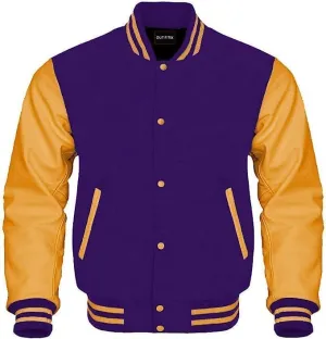 Mount Helicon Mens Green Genuine Wool blend and Leather Sleeves Light Weight Varsity Jacket Letterman Rib Knitting Bomber