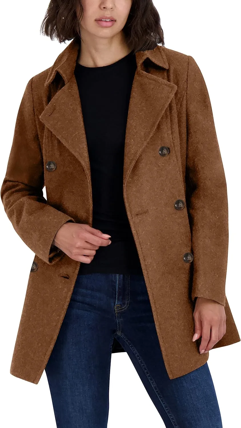 Nautica Women's Peacoat Wool Blend Double Breasted Winter Coat