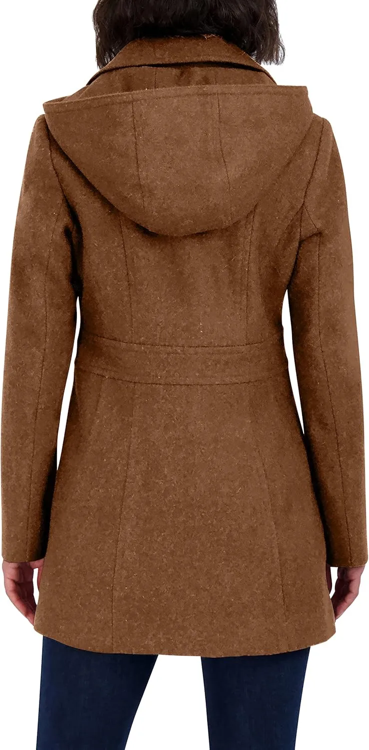 Nautica Women's Peacoat Wool Blend Double Breasted Winter Coat