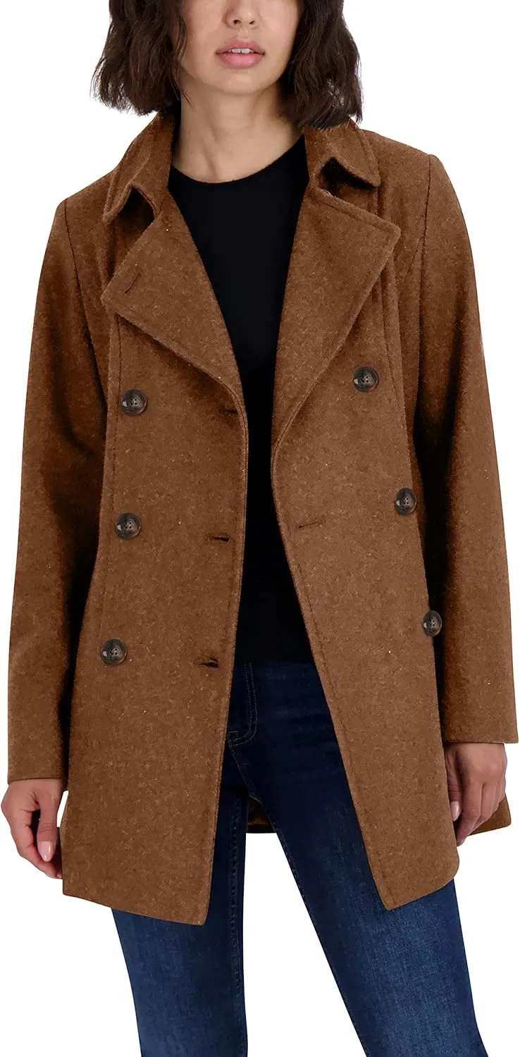 Nautica Women's Peacoat Wool Blend Double Breasted Winter Coat