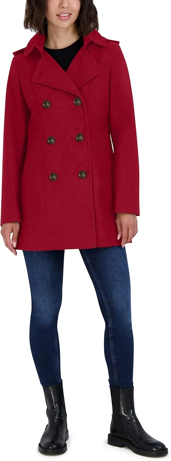 Nautica Women's Peacoat Wool Blend Double Breasted Winter Coat