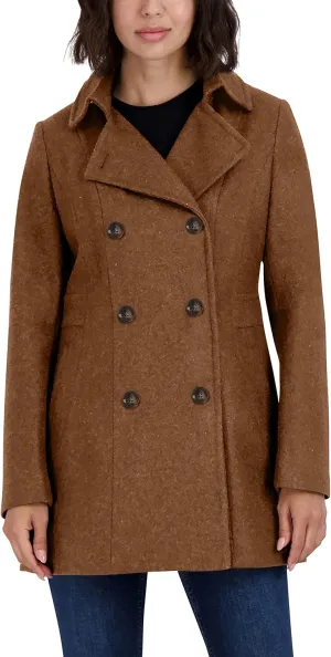 Nautica Women's Peacoat Wool Blend Double Breasted Winter Coat
