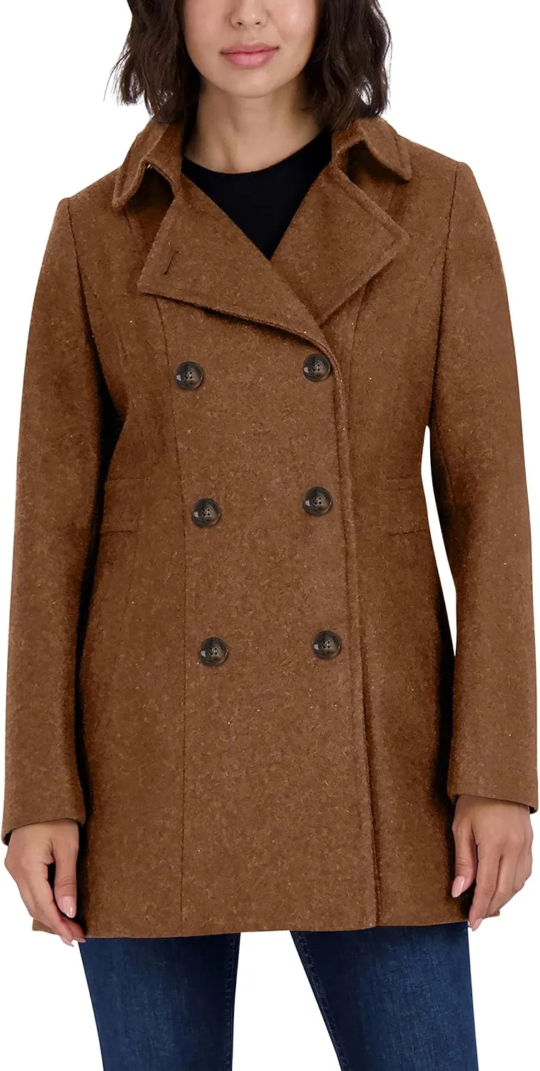 Nautica Women's Peacoat Wool Blend Double Breasted Winter Coat