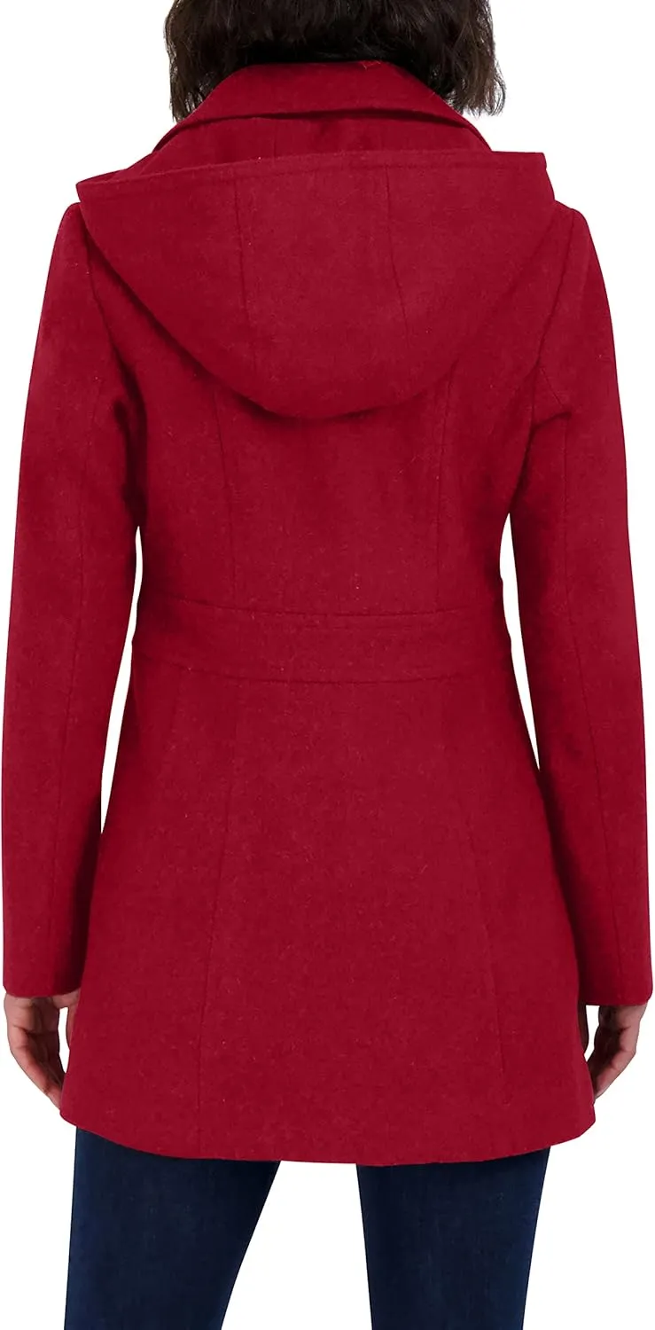 Nautica Women's Peacoat Wool Blend Double Breasted Winter Coat