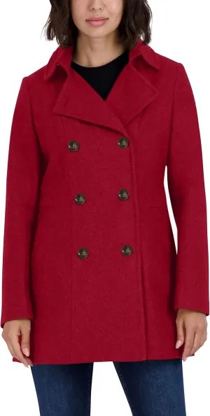 Nautica Women's Peacoat Wool Blend Double Breasted Winter Coat