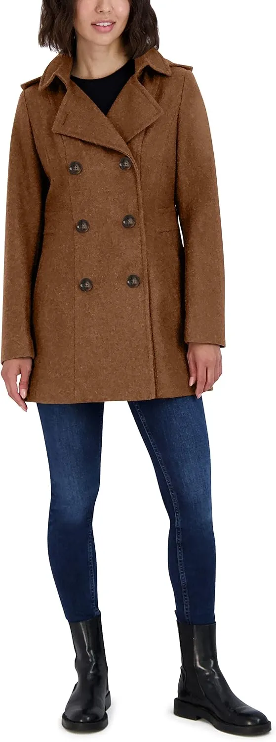 Nautica Women's Peacoat Wool Blend Double Breasted Winter Coat
