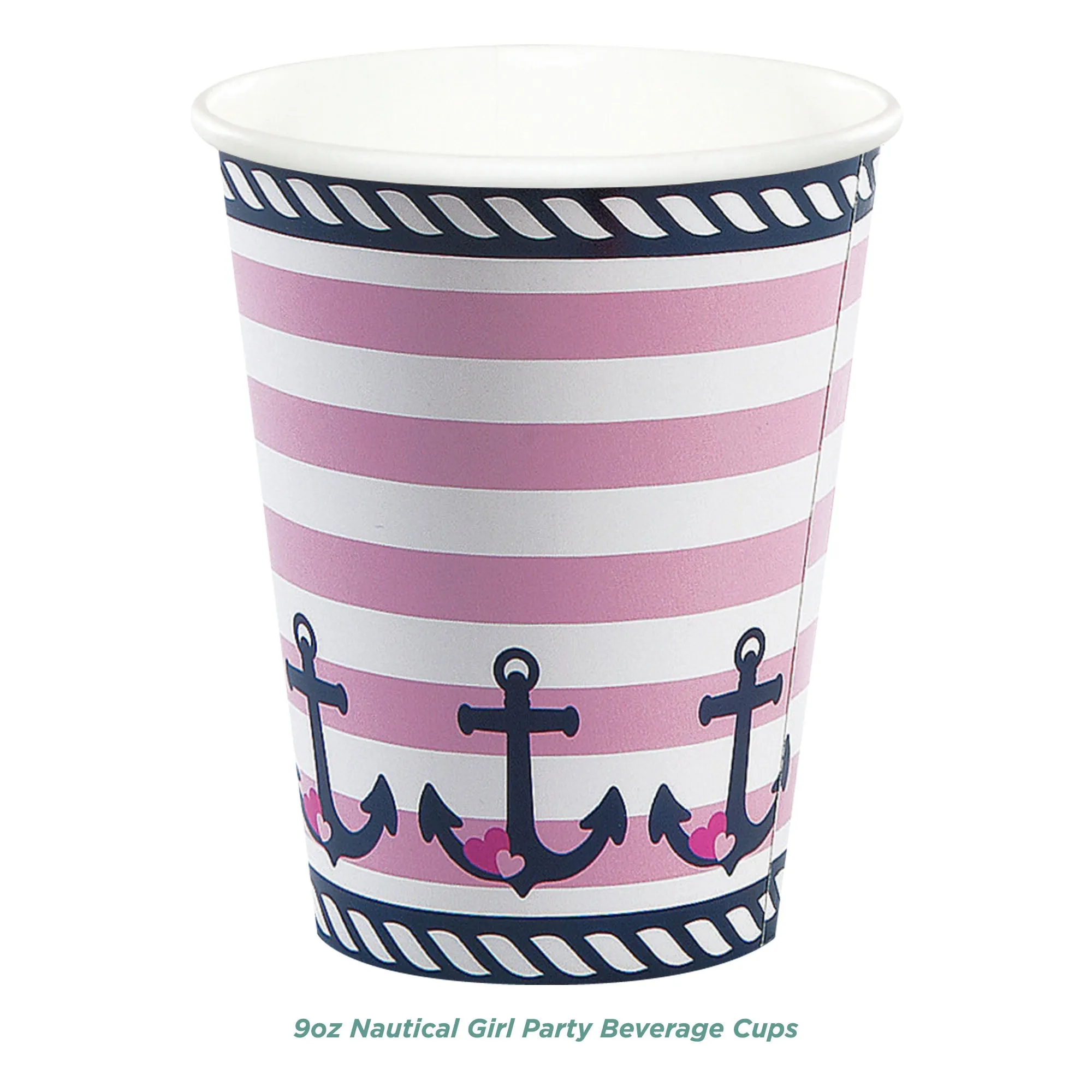 Nautical Girl Party Pack - Paper Plates, Napkins, Table Cover, and Cups (16 Plates, Napkins, & Cups)