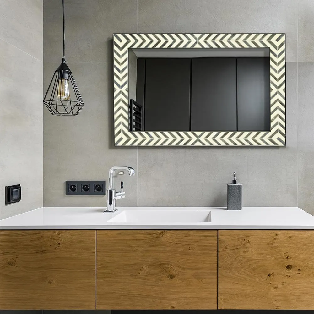 New Contemporary Herringbone Pattern Modern Wall Mirror | Vanity Bedroom or Bathroom 24" x
