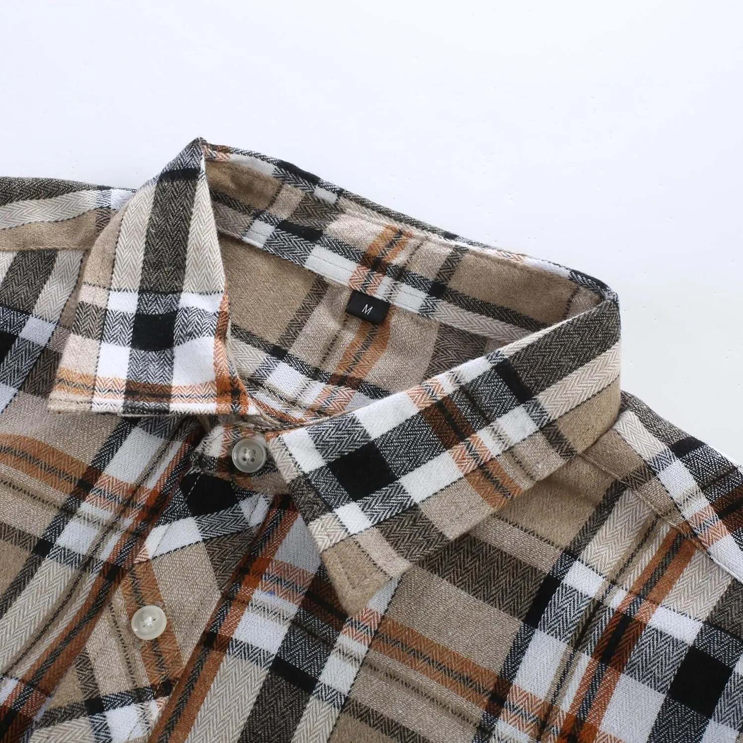 PJ PAUL JONES Mens Flannel Plaid Shirt Casual Long Sleeve Button Down Shirts with Pockets