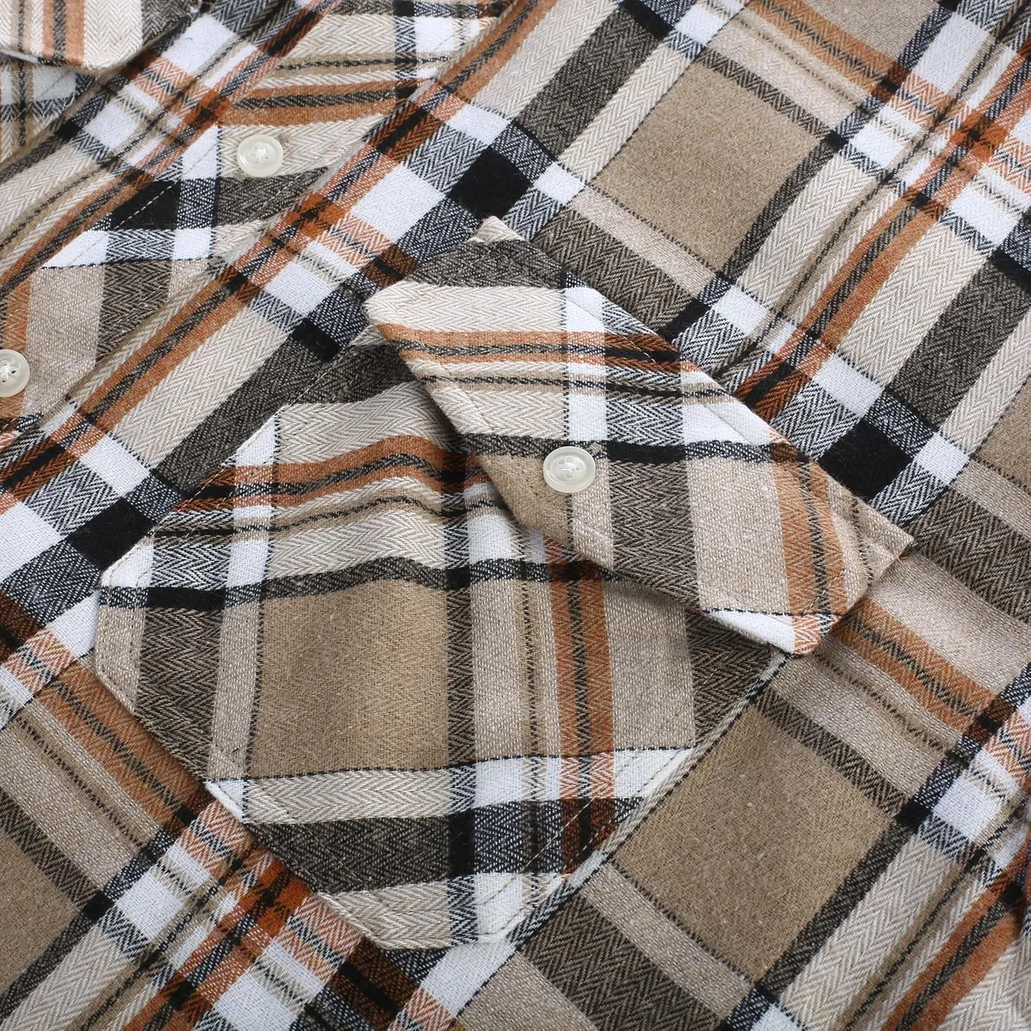 PJ PAUL JONES Mens Flannel Plaid Shirt Casual Long Sleeve Button Down Shirts with Pockets