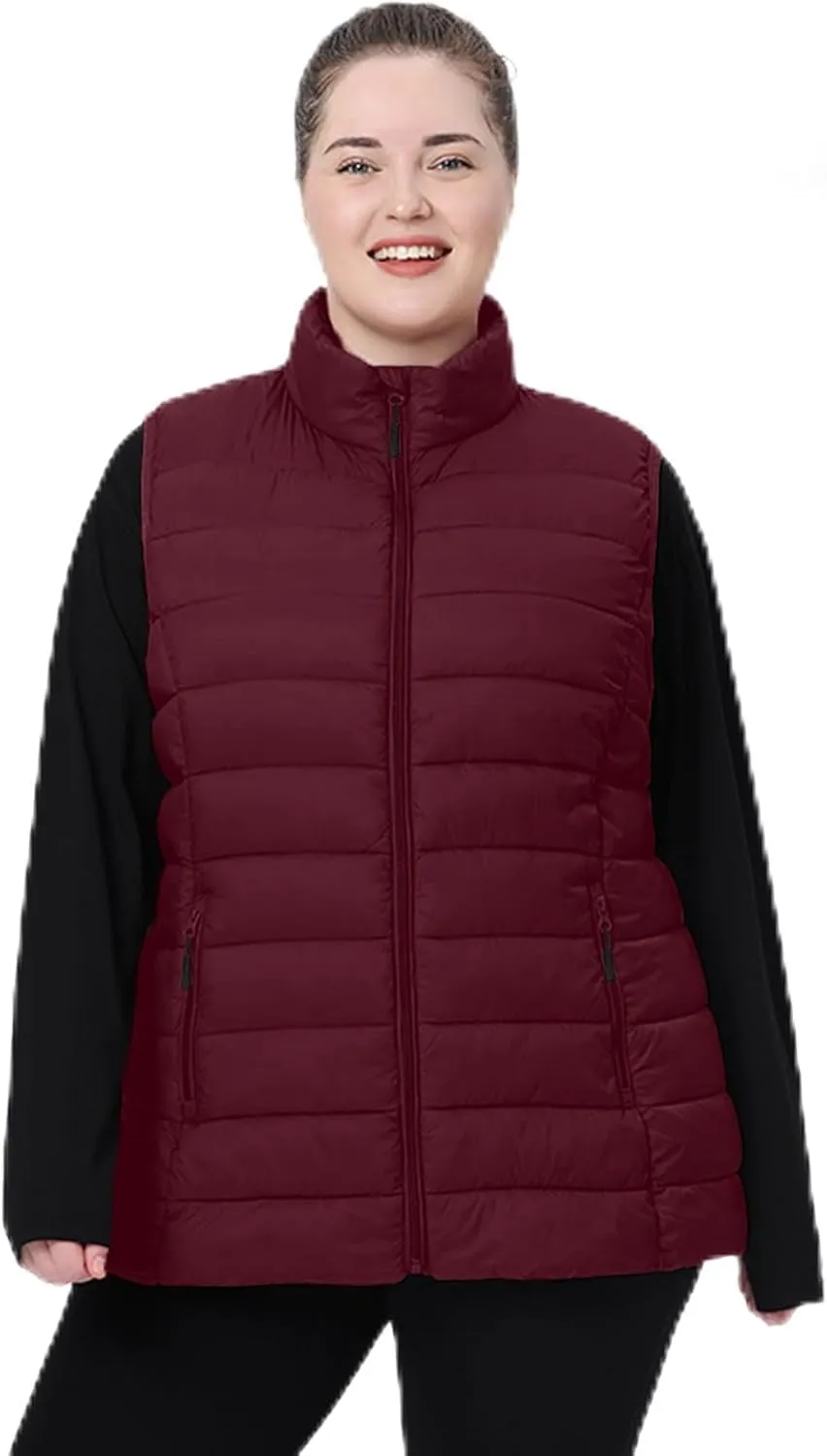 Plus Size Women's Packable Puffer Vest 1X-6X Water-Resistant Quilted Puffy Vest (Exclusively for Plus Size)