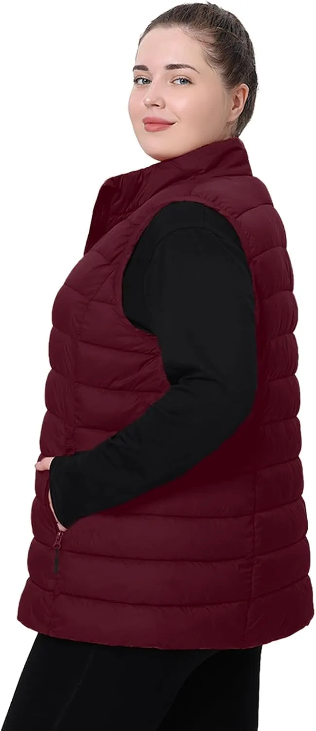 Plus Size Women's Packable Puffer Vest 1X-6X Water-Resistant Quilted Puffy Vest (Exclusively for Plus Size)